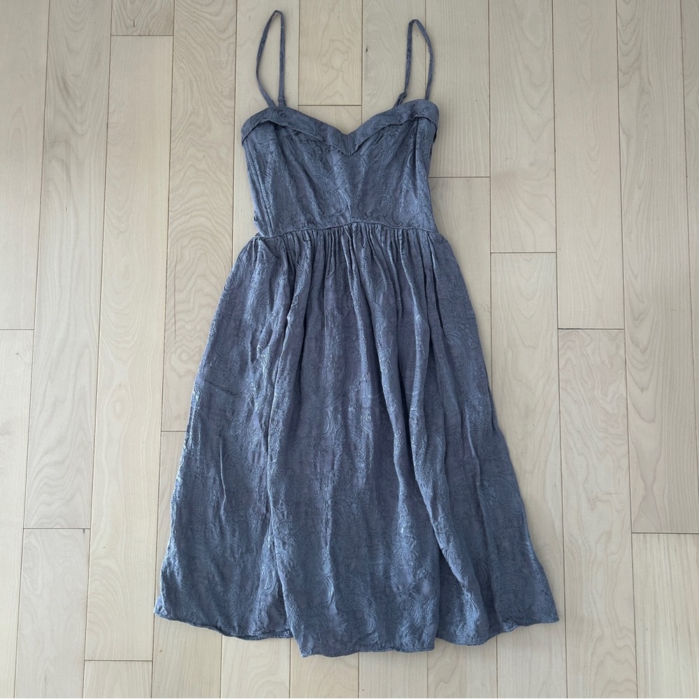 Gray Textured Spaghetti Strap Dress